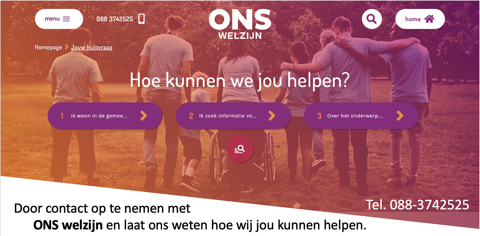 ONS welzijn - hoe kunnen wij u helpen.