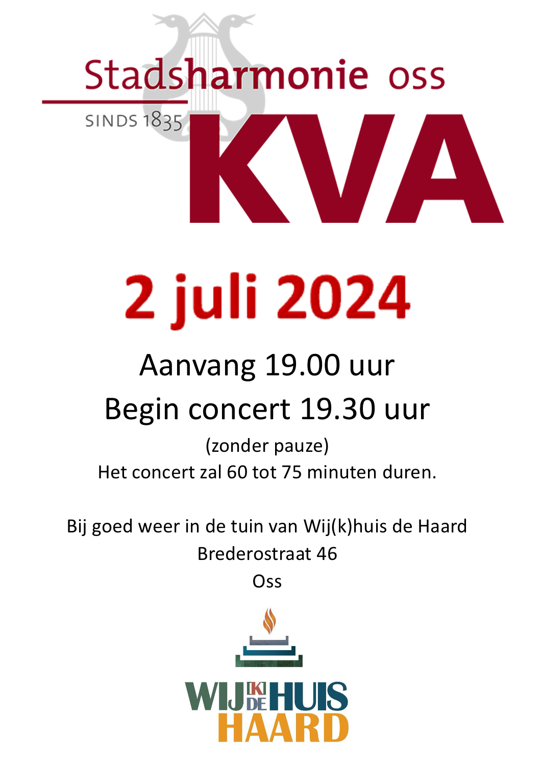 Stadsharmonie in de tuin van Wijkhuis de Haard in de Ruwaard op 2 juli 2024